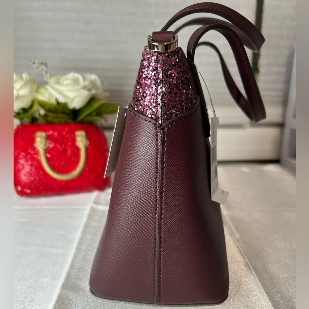 NWT Kate Spade burgundy glitter crossbody bag